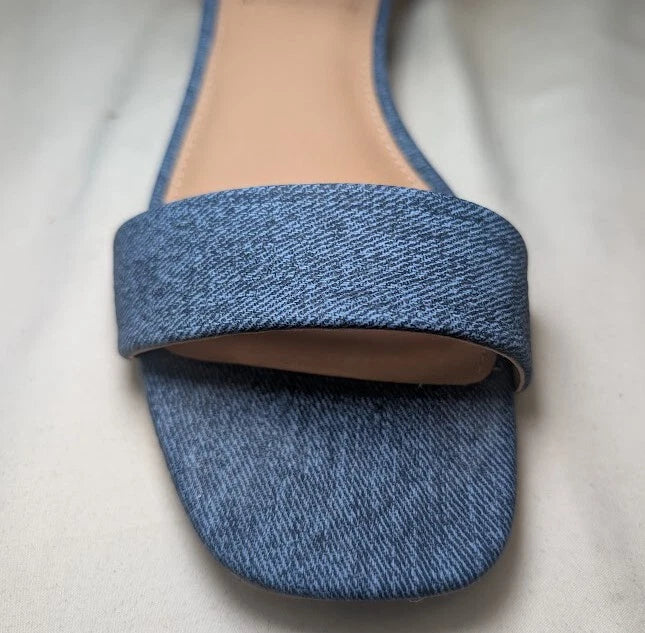 LC Lauren Conrad Obsidian Denim Blue Women's Slide Sandals - Size 8.5 NWB