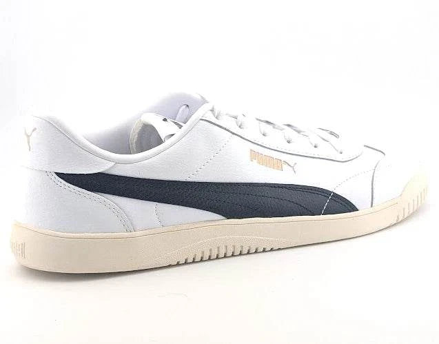 Size 12 Puma Club 5v5 Low White/Black/Gold Leather Shoes - Trainers Sneakers New