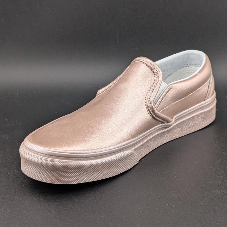Women's Sz 6 Vans Classic Slip-on Metallic Sidewall Rose Gold VN0A38F7QTU VANS