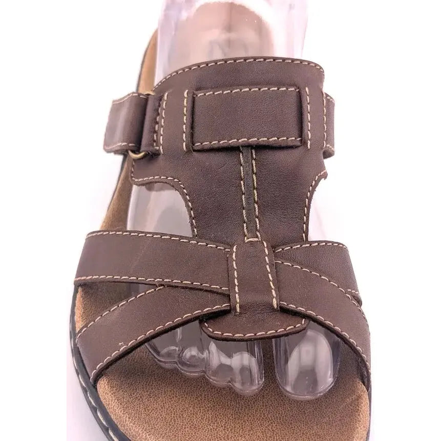 Clarks Collection Ultimate Comfort Sandals Women Size 10M Brown Leather Slides - SoleComfort.shoes