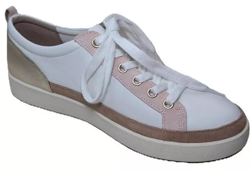 Vionic Leather Winny Walker Sneaker Size 8W 1028W White Gold New NoBox AMPA Approved