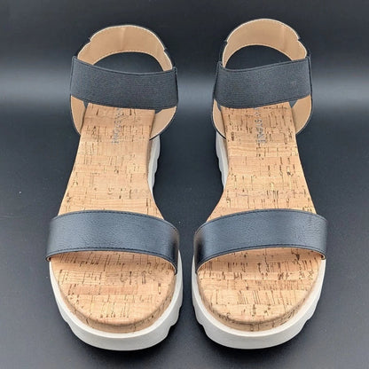 Womens Size 8 Sun Stone Melanyy Espadrille Ankle Strap Platform Sandal Black SoleComfort.shoes