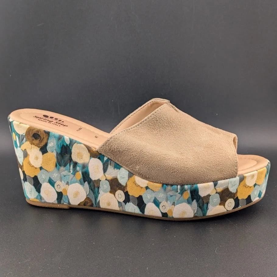 Spring Step Women's EU 41 (US 10) Floral Platform Wedge Sandal - Made In Italy SoleComfort.shoes