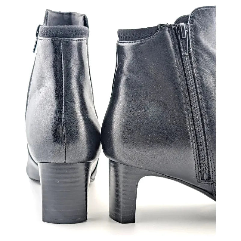 Clarks Women's Kyndall Faye Fashion Booties Black Leather 26174300 **Year-Round SoleComfort.shoes