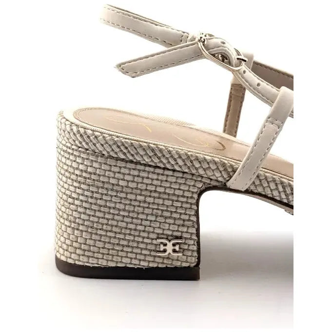 Sam Edelman Size 8.5 M Beige Natural Weave Tracie Block Heel Slingback Pump Shoe Sam Edelman