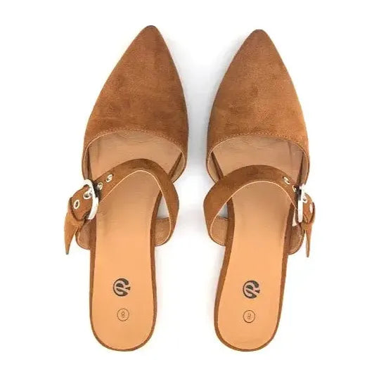 Pre-owned Rekayla Women’s Size 8 Mules, Closed Pointed Toe, Backless Loafer Shoe, Brown SoleComfort.shoes