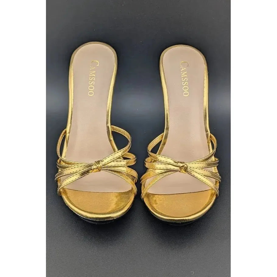 CAMSSOO Women's Size 6M Platform Heeled Mules Stiletto Sandals Open Toe Slip On - SoleComfort.shoes