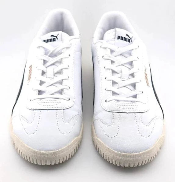 Size 12 Puma Club 5v5 Low White/Black/Gold Leather Shoes - Trainers Sneakers New
