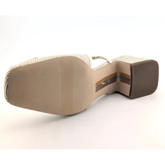 Sam Edelman Size 8.5 M Beige Natural Weave Tracie Block Heel Slingback Pump Shoe Sam Edelman