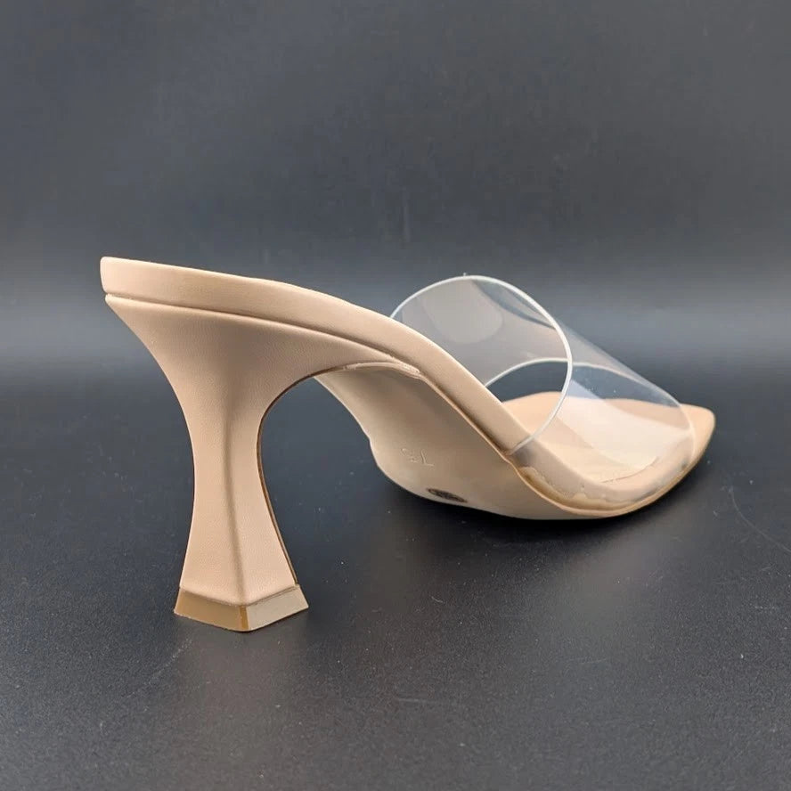 Women Size 7.5 Square Open Toe Low Kitten Heel Sandals Slip On Mule Slide SoleComfort.shoes