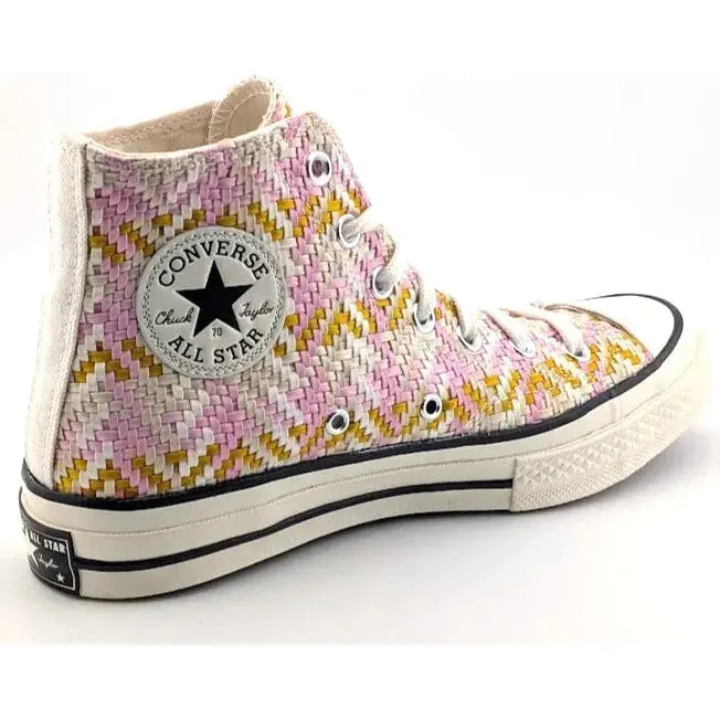 Converse Chuck Taylor All-Star Lift Platform | Women's Size 8, Men's 6 | Pink White Yellow Weave Converse