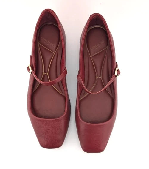 Pre-owned Kenneth Cole New York Womens Jasper Red Ballet Flats 7.5 Medium (B,M) SC2360