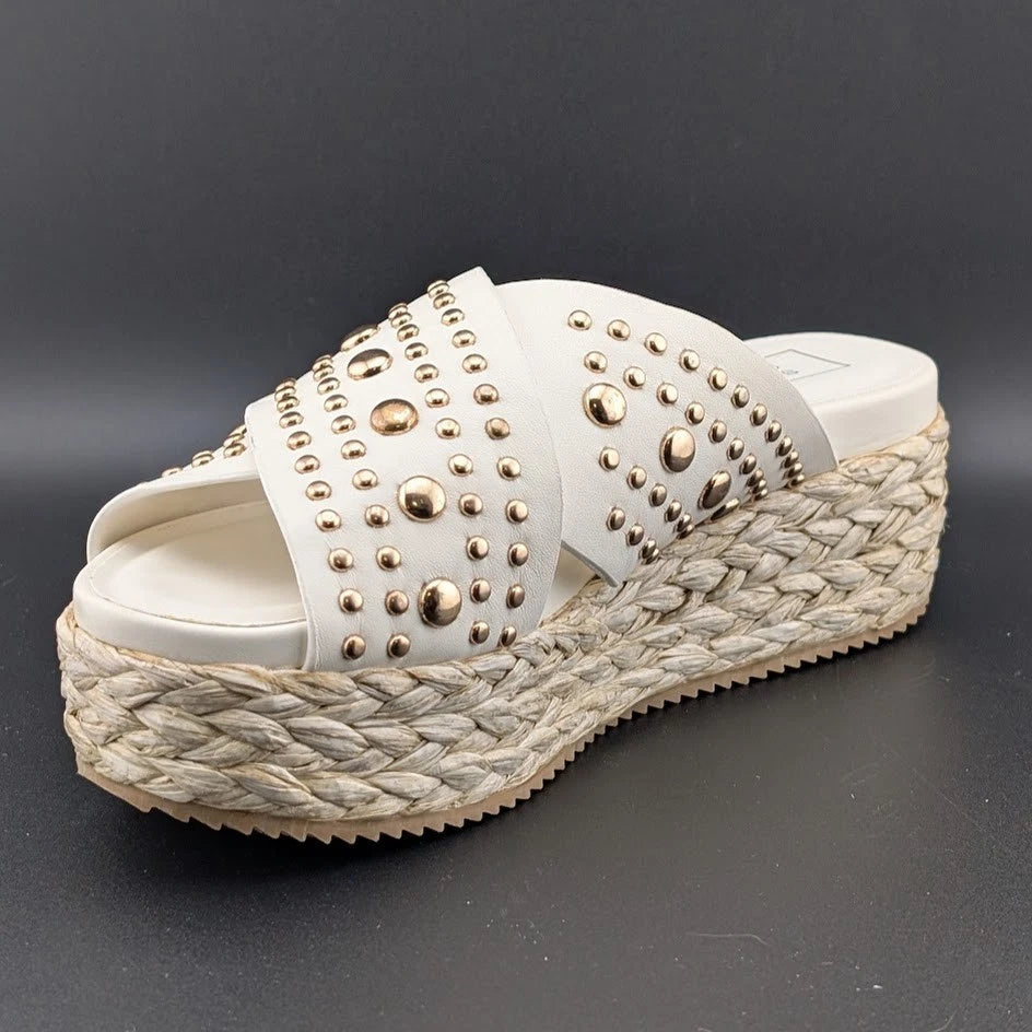 SHUSHOP Kaia | Womens 8M| Platform Sandals Bone w/ Gold Studs | New in Box SoleComfort.shoes