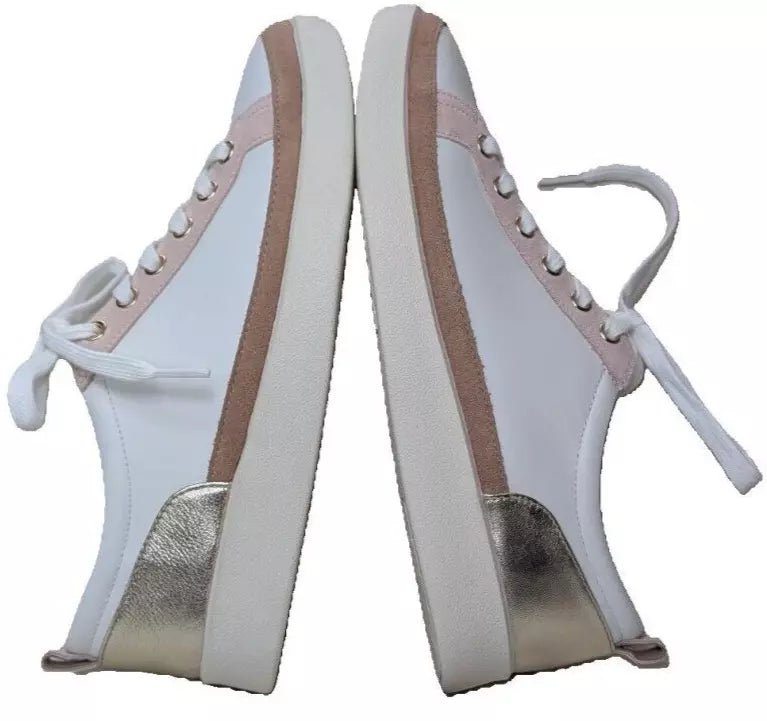 Vionic Leather Winny Walker Sneaker Size 8W 1028W White Gold New NoBox AMPA Approved