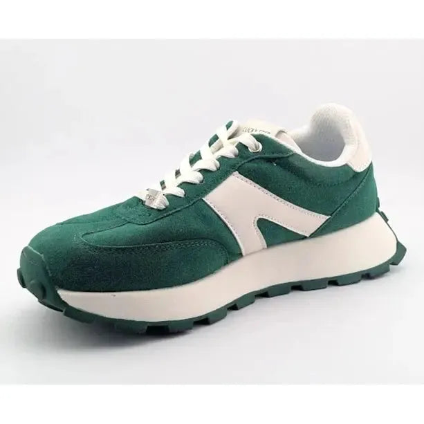 Lucky Step Women's Size 8M Retro Platform Sneaker in Green and White Lucky Step
