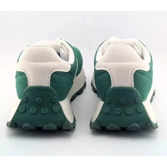 Lucky Step Women's Size 8M Retro Platform Sneaker in Green and White Lucky Step