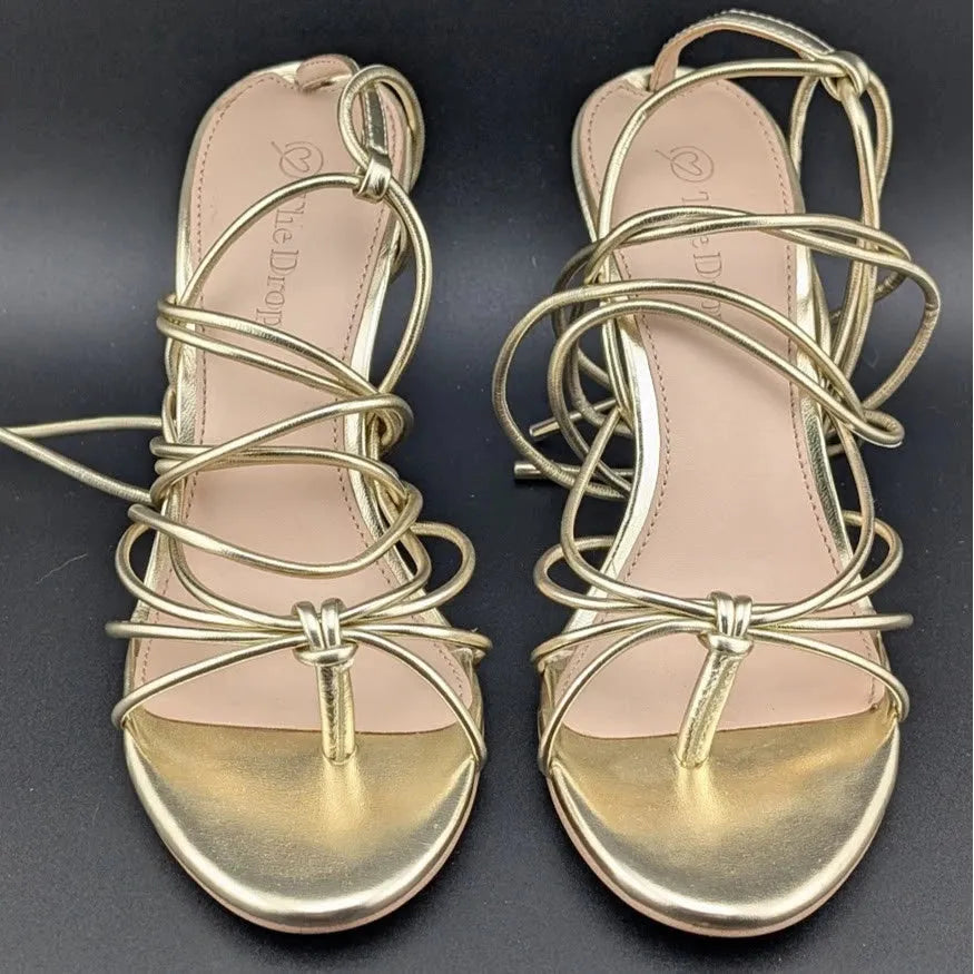 The Drop Women's Size 6.5 Gold Archie Lace-Up Gladiator Strappy Heeled Sandal The Drop