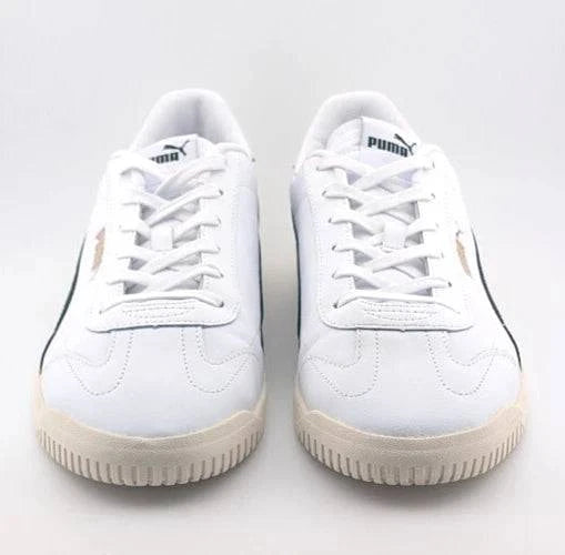 Size 12 Puma Club 5v5 Low White/Black/Gold Leather Shoes - Trainers Sneakers New