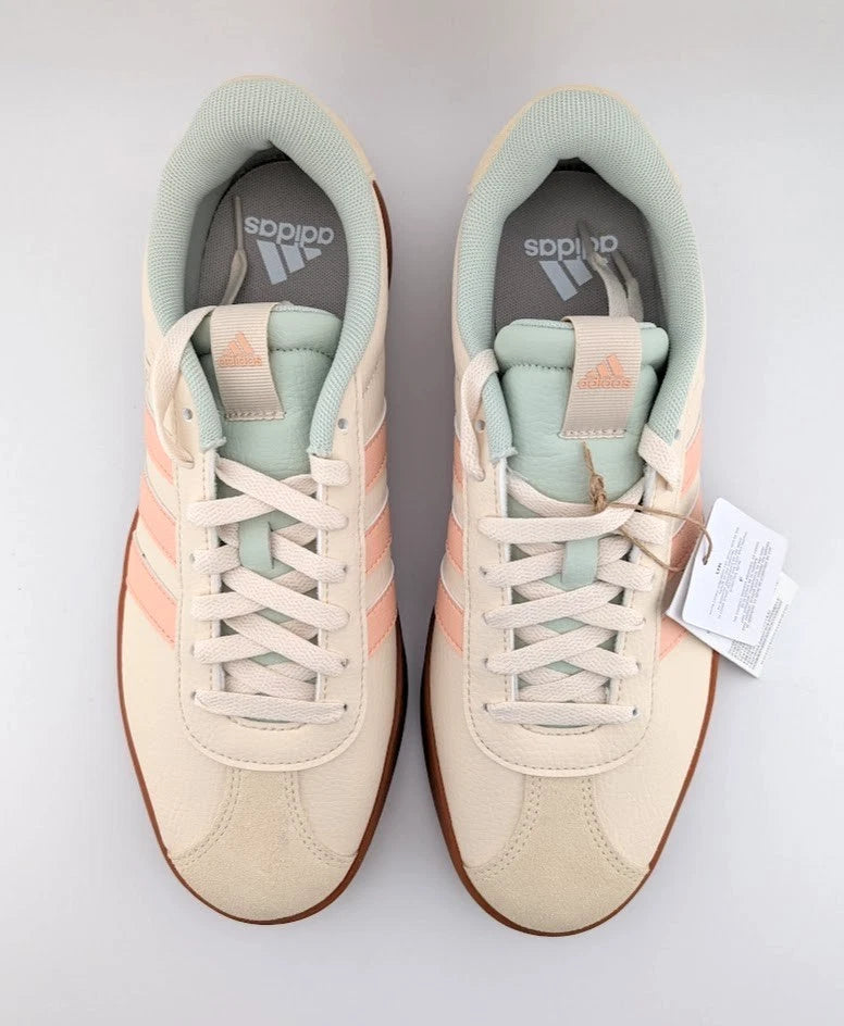 adidas VL Court 3.0 Women's Size 9 Sneaker Wonder White, Coral, and Mint SoleComfort.shoes