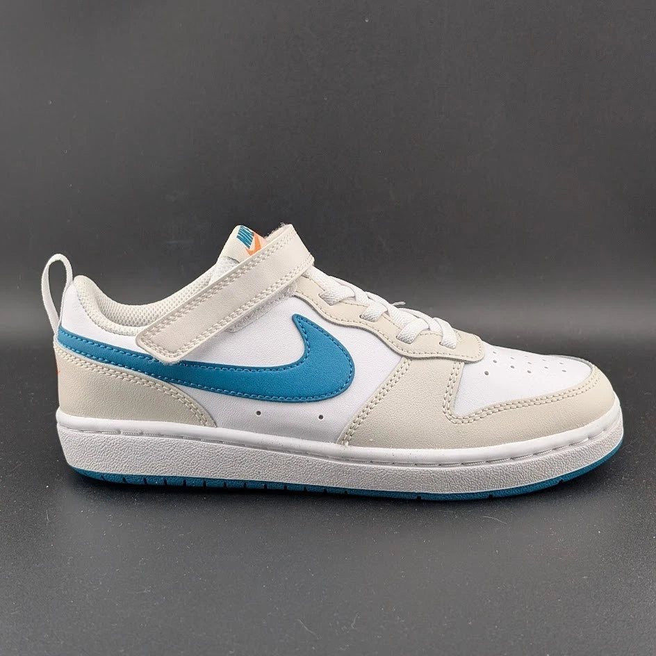 Nike Court Borough Low 2 (PSV) Size 3Y White/Turquoise/Orange Sneaker Shoes SoleComfort.shoes