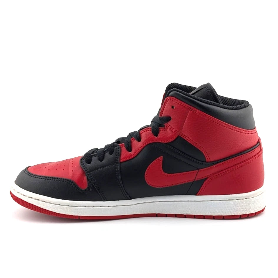 Nike Air Jordan 1 Mid Banned (2020) Blk Red Wht 554724-074 Men's Size 10.5 S SoleComfort.shoes