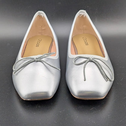 C.Paravano Womens Ballet Flats Slip-On Silver Metallic Size EU 37.5 (Fits US 7M) C.Paravano