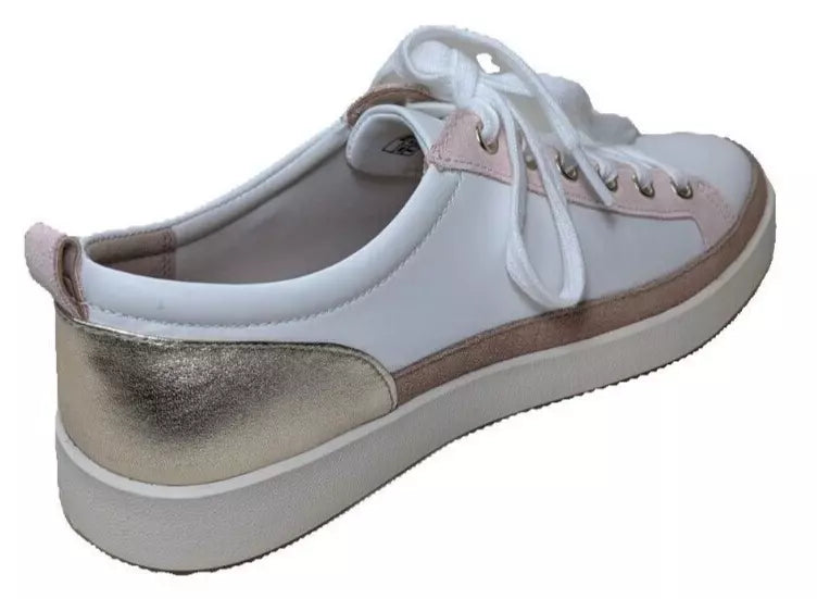 Vionic Leather Winny Walker Sneaker Size 8W 1028W White Gold New NoBox AMPA Approved