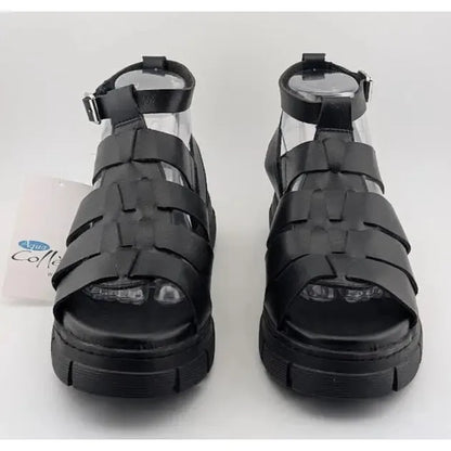 Women's Size 8 Aqua College Waterproof Fisherman Sandal Black PU Leather Aqua College