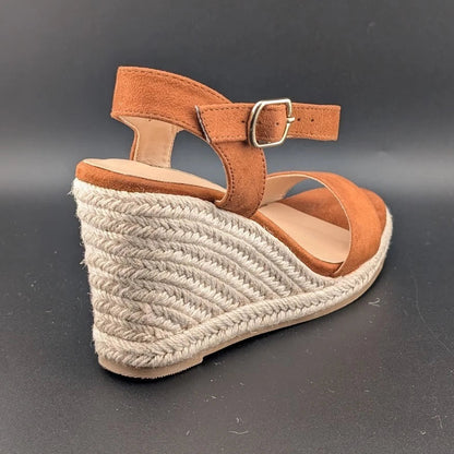 IDIFU Womens Size 5 Espadrille Wedge Sandals Ankle Strap w/ Buckle Closed Toe SoleComfort.shoes