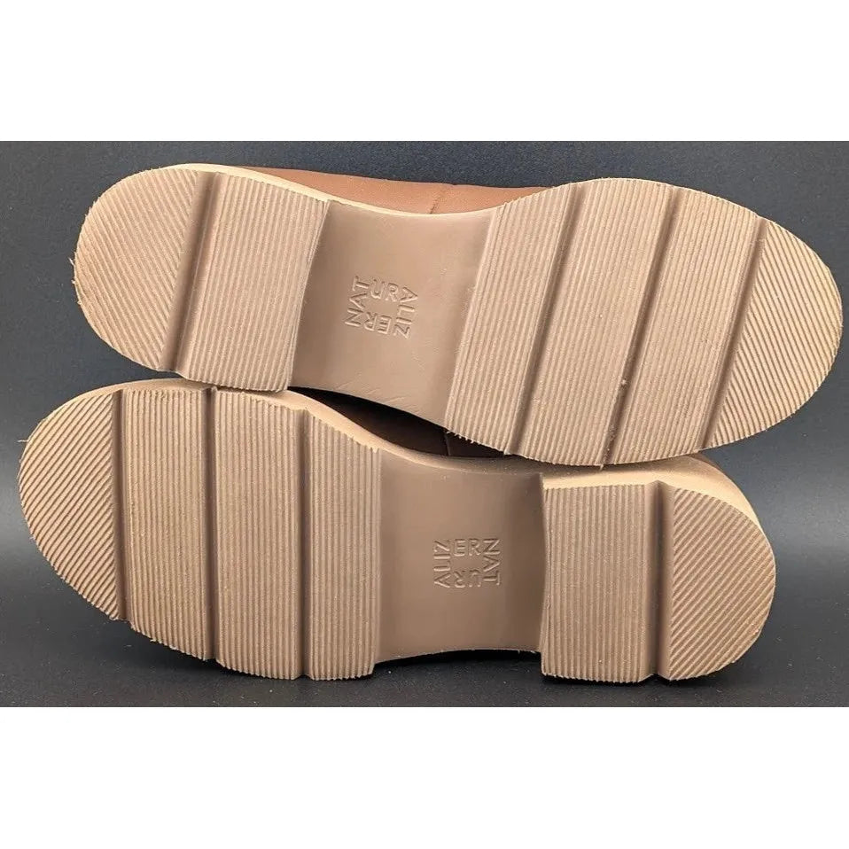 Women’s Size 5.5 Naturalizer "Cabaret" Lug Chunky Sole Loafer Rich Brown Faux Leather Uppers SoleComfort.shoes