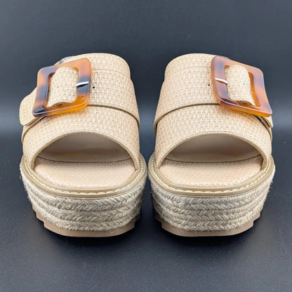 Coutgo Women Size 9 Wedge Platform Espadrille Sandal Casual Padded Footbed Shoe SoleComfort.shoes