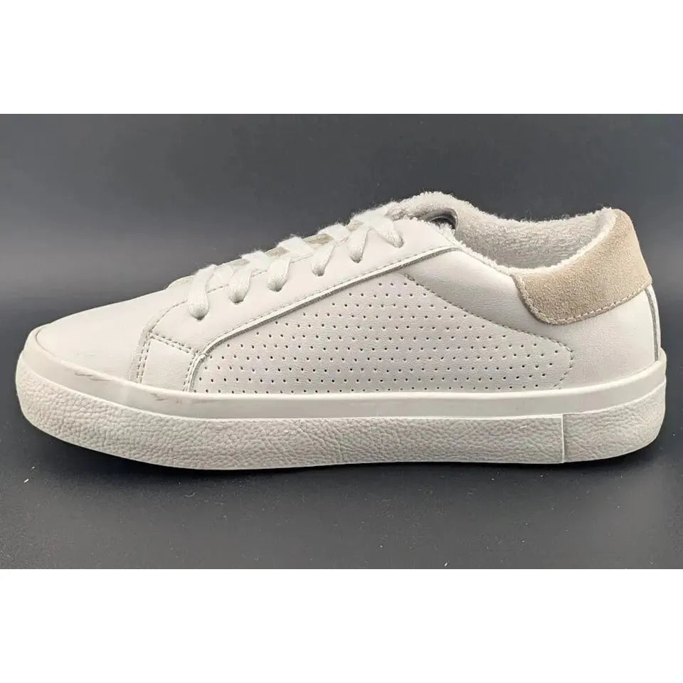 Steve Madden Women Size 6.5 Starling Sneaker White Multi Tan Sneaker Star Leather - SoleComfort.shoes