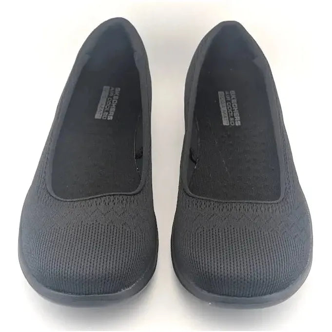 Women's Skechers Size 10 Go Walk Lite-Gem Black Woven Knit Ballet Flats Shoes - SoleComfort.shoes