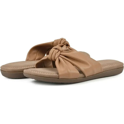 Cliffs By White Mountain Women's Favorite Knotted Slide Sandal 11M, Smooth Tan Cliffs by White Mountain