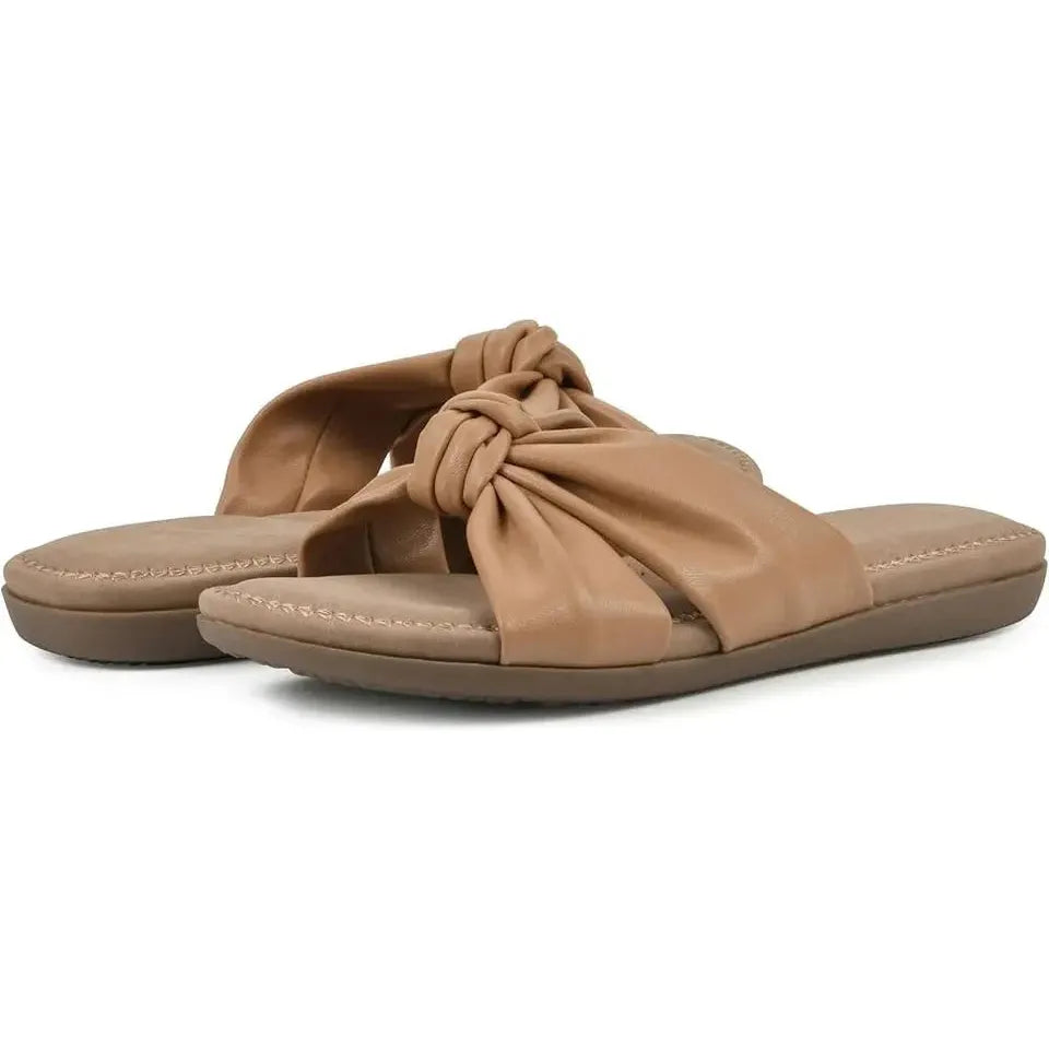 Cliffs By White Mountain Women's Favorite Knotted Slide Sandal 11M, Smooth Tan Cliffs by White Mountain