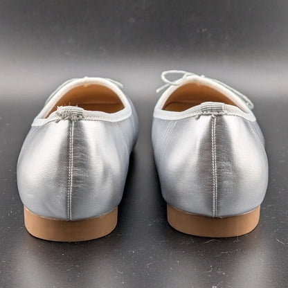 C.Paravano Womens Ballet Flats Slip-On Silver Metallic Size EU 37.5 (Fits US 7M) C.Paravano
