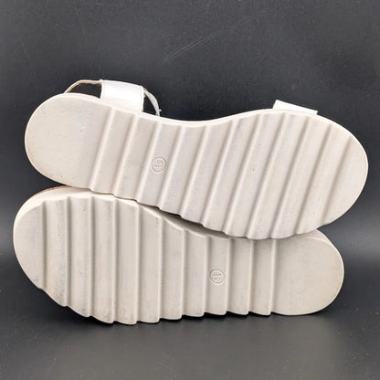 NIB Sun + Stone Women’s Red/White Cork Slip On Strappy Platform Sandal Open Toe Sun & Stone