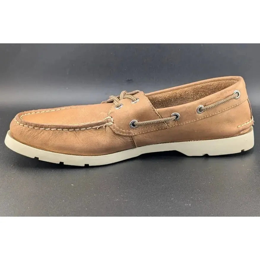 Sperry Top Sider Size 8 Leeward, 2-Eye Boat Shoes, Sahara Tan Leather 0777894 SoleComfort.shoes