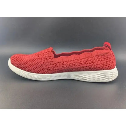Womens Size 11 Scalloped Slip-on Knit Casual Ballet Flat Walking Sneaker EU 42.5 - SoleComfort.shoes