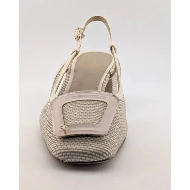 Sam Edelman Size 8.5 M Beige Natural Weave Tracie Block Heel Slingback Pump Shoe Sam Edelman