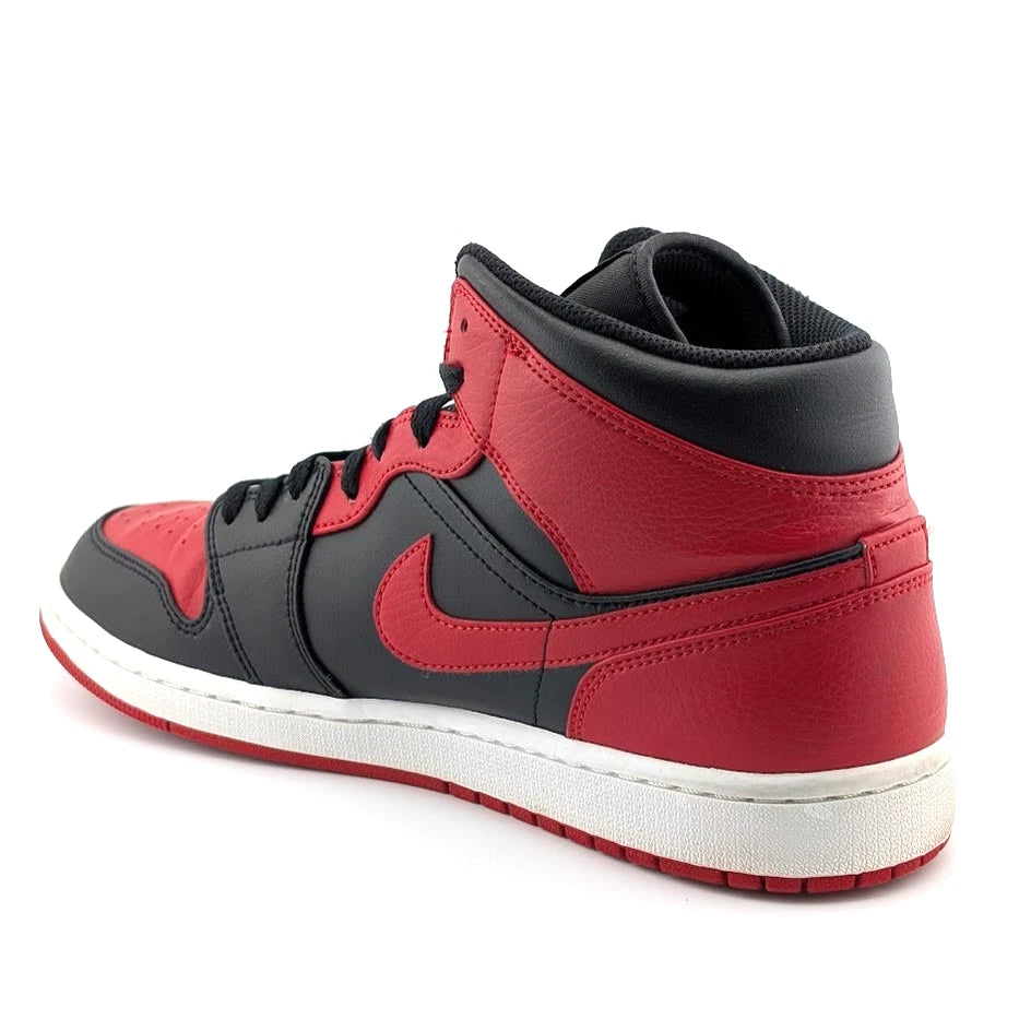 Nike Air Jordan 1 Mid Banned (2020) Blk Red Wht 554724-074 Men's Size 10.5 S SoleComfort.shoes
