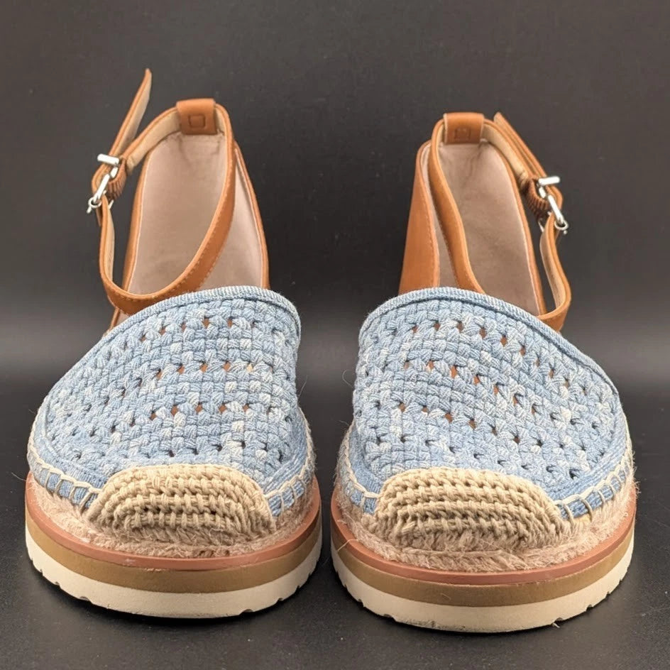 Vince Camuto Size 9.5 Women's Blue Espadrille Sandals w/ Ankle Strap Closed Toe SoleComfort.shoes