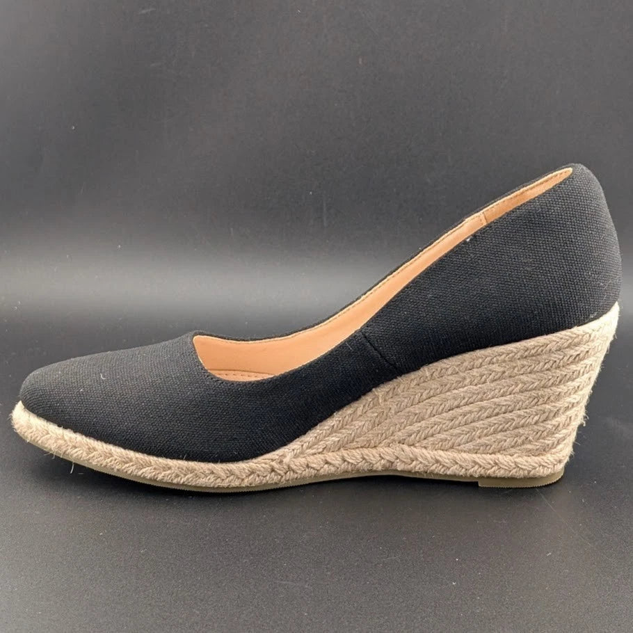 Ruanyu Women’s Size 7.5M Espadrille Wedge Pump Sandals Slip-On Shoes Pointed Toe SoleComfort.shoes