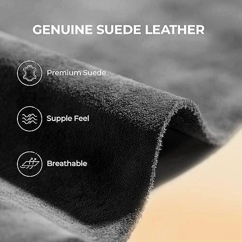 Women Genuine Grey Suede Booties w/  Faux Fur Lining Memory Foam Slip-on Boots Dream Pairs