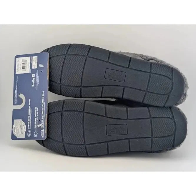 Wembley Mens Grey Indoor/Outdoor Microsuede Moccasin Slipper with Fleece Lining Wembley