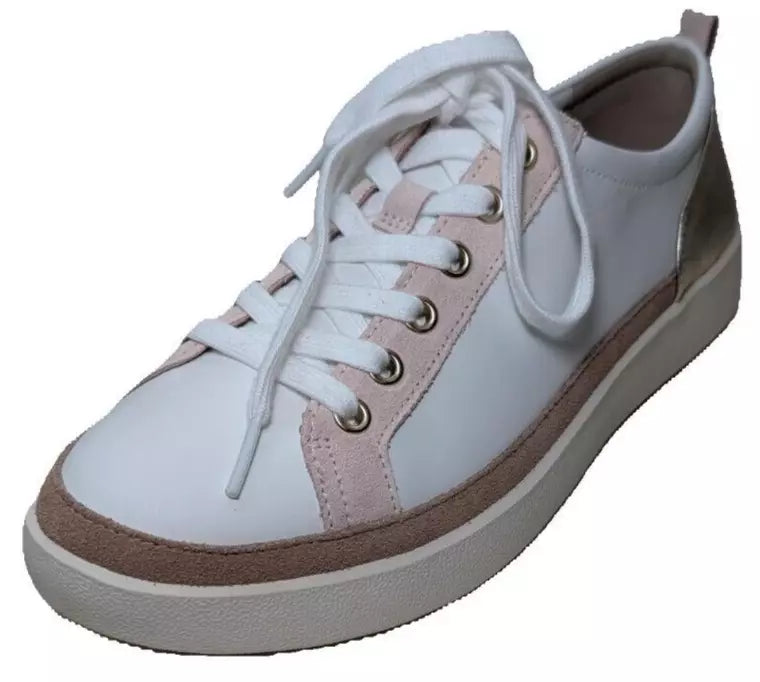 Vionic Leather Winny Walker Sneaker Size 8W 1028W White Gold New NoBox AMPA Approved