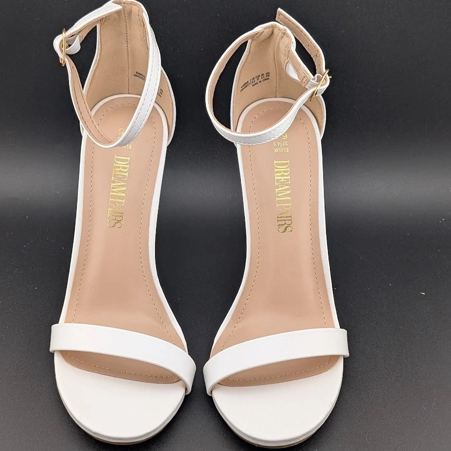 Womens Sz 6.5 High Heels Flower Ankle Strap Stiletto Round Open Toe Sexy Sandals SoleComfort.shoes