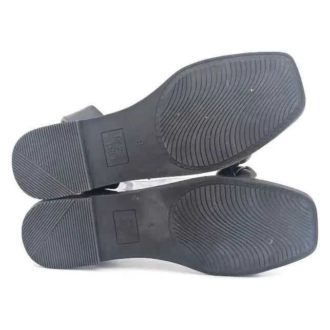 Time And Tru Womens Black Open Toe Braided Ankle Strap Square Toe Sandals Size 8 - SoleComfort.shoes
