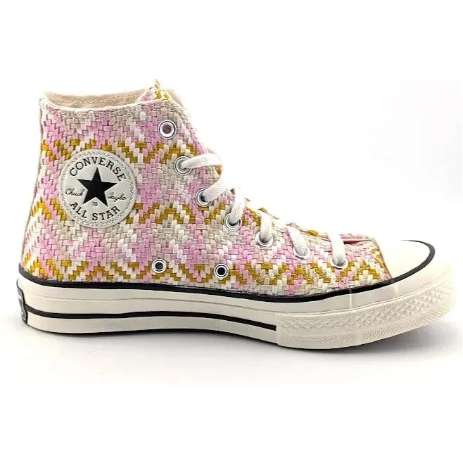 Converse Chuck Taylor All-Star Lift Platform | Women's Size 8, Men's 6 | Pink White Yellow Weave Converse