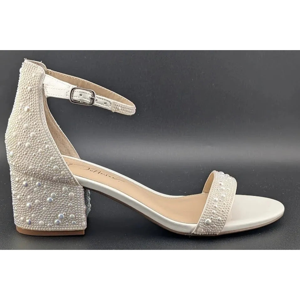 Blue by Betsey Johnson Women's Size 7.5W Mari Heeled Sandal Champagne SoleComfort.shoes